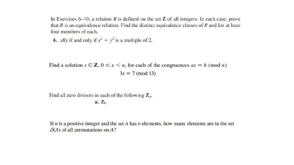 Solved In Exercises 6-10, A Relation R Is Defined On The Set | Chegg.com