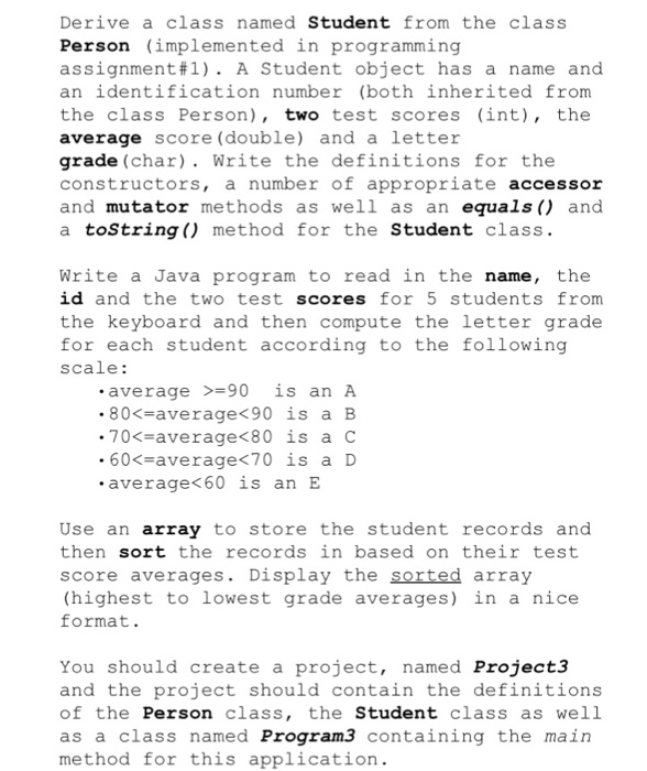 Solved Derive a class named Student from the class Person | Chegg.com