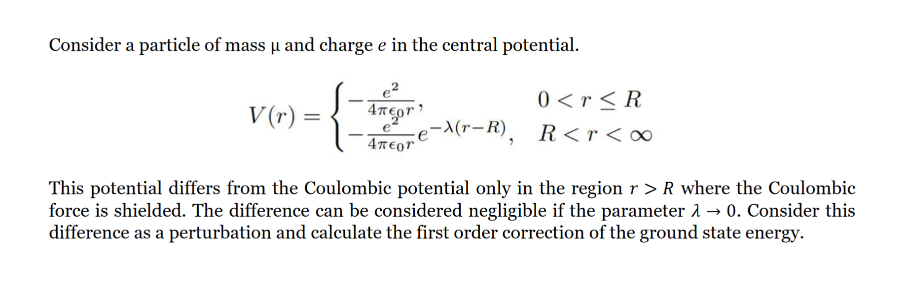 Solved Consider a particle of mass μ and charge e in the | Chegg.com