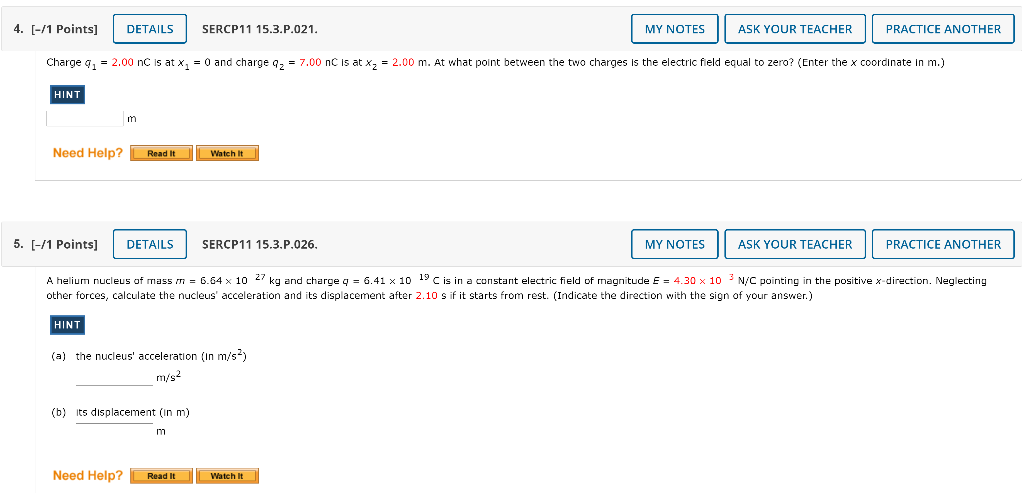 Solved 4) Charge q1 = 2.00 nC is at x1 = 0 and charge q2 = | Chegg.com