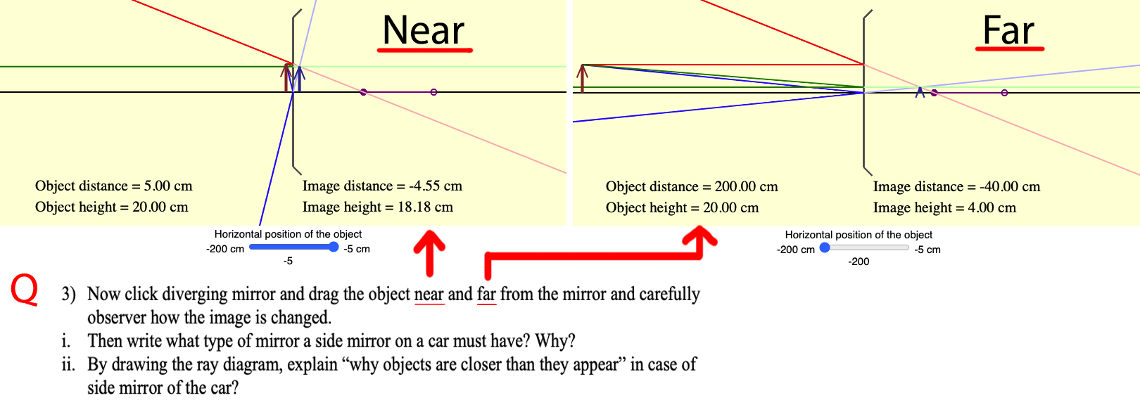 Solved Near Far Object Distance 5 00 Cm Object Height Chegg Com