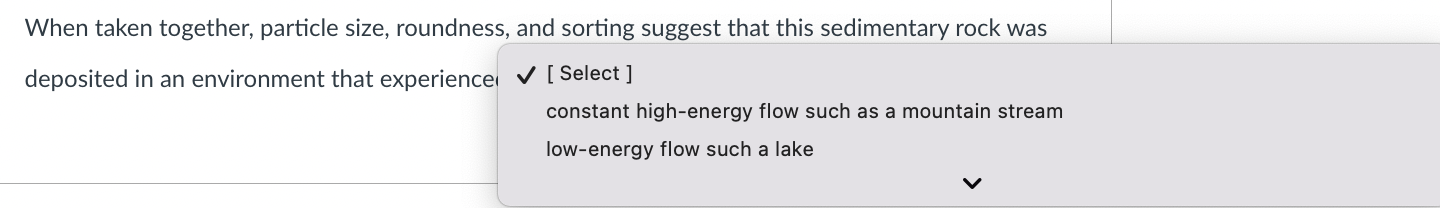 [ Select ]
constant high-energy flow such as a mountain stream low-energy flow such a lake