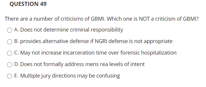 Solved QUESTION 49 There are a number of criticisms of GBMI. | Chegg.com