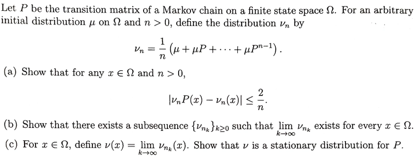 Let P be ﻿the transition matrix of ﻿a Markov chain on | Chegg.com