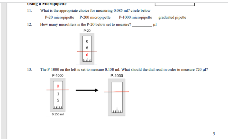 Solved Using a Micropipette 11. What is the appropriate