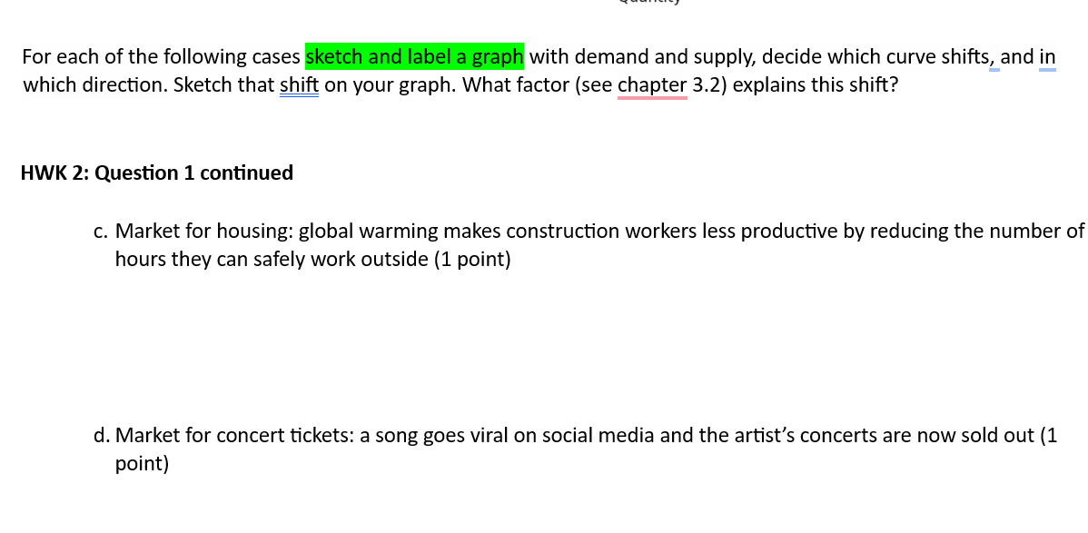 For each of the following cases sketch and label a
