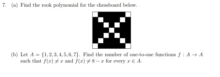 Solved (a) Find the rook polynomial for the chessboard | Chegg.com