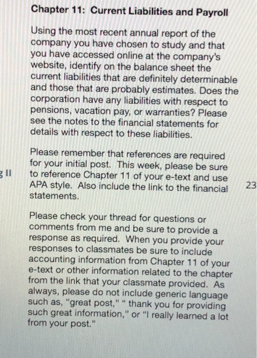 Chapter 11: Current Liabilities and Payroll Using the | Chegg.com