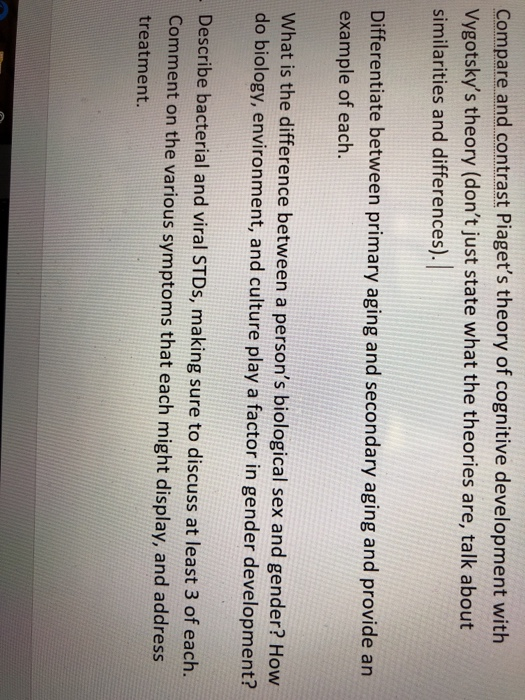 Solved Compare and contrast Piaget s theory of cognitive Chegg