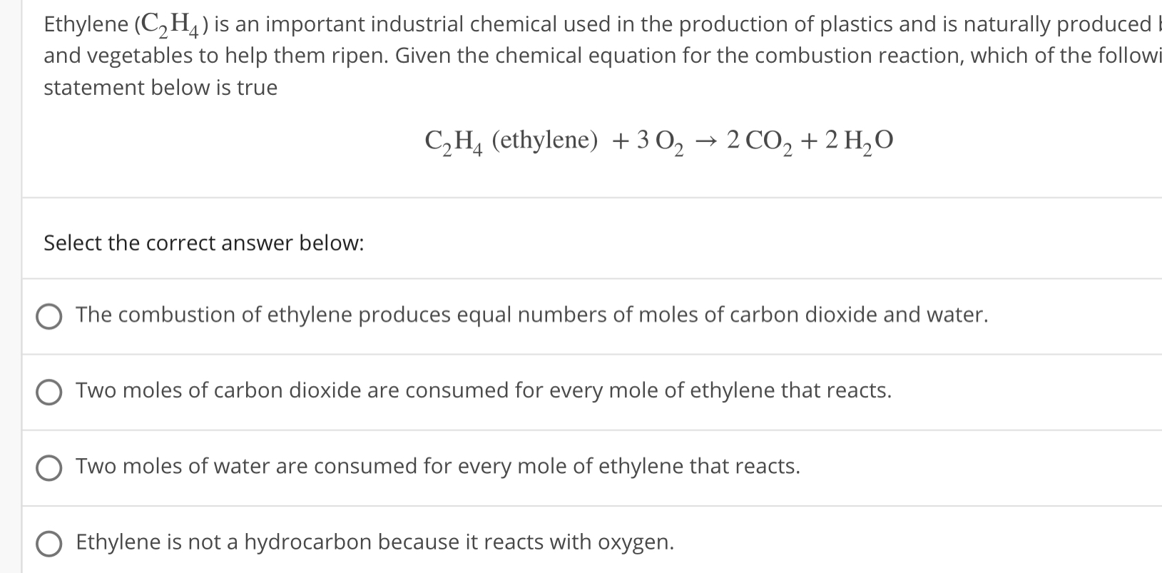 Solved Ethylene C2H4 is an important industrial chemical Chegg