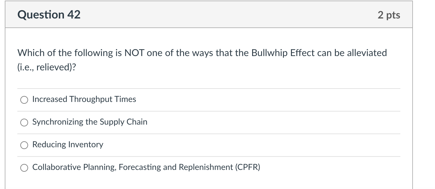 Solved Question 42 2 pts Which of the following is NOT one | Chegg.com
