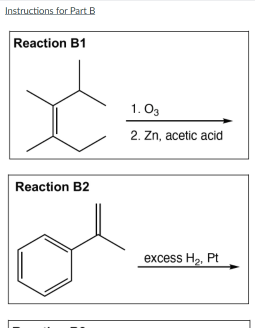 Solved Instructions for Part B Reaction B1 1.03 2. Zn, | Chegg.com