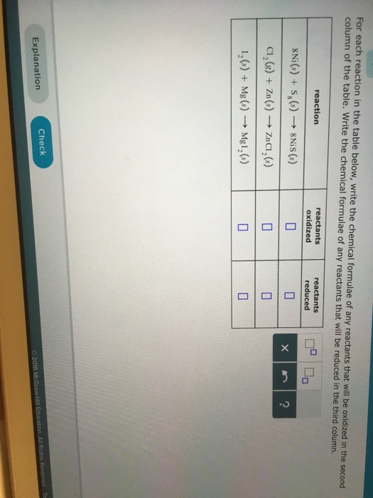 Solved For Each Reaction In The Table Below Write The