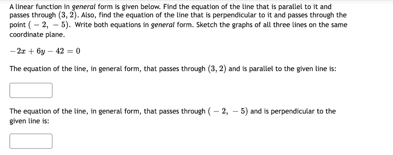 Solved A linear function in general form is given below. | Chegg.com