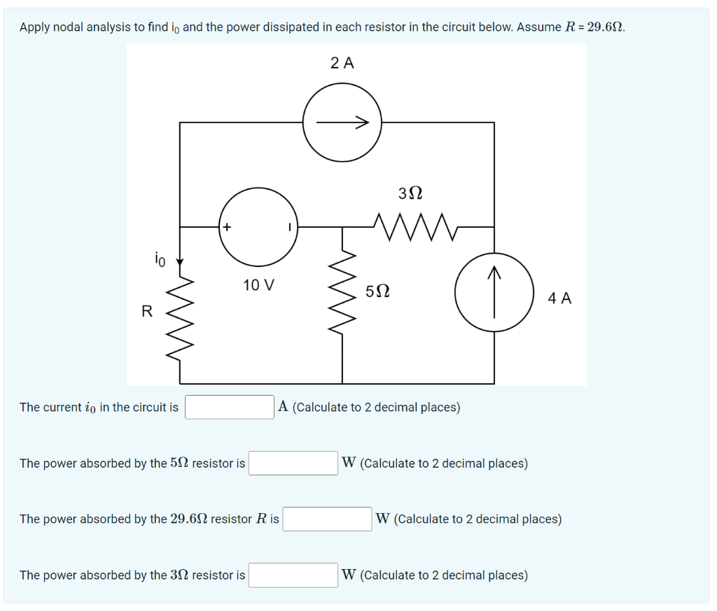 Solved Apply Nodal Analysis To Find I0 And The Power