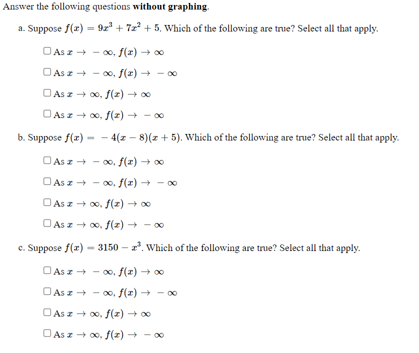 Solved a. Suppose f(x)=9x3+7x2+5. Which of the following are