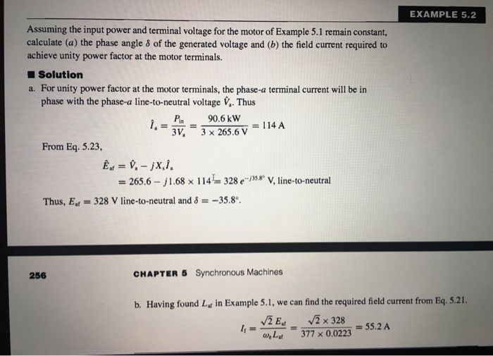 Solved EXAMPLE 5. A 60Hz, threephase synchronous motor is