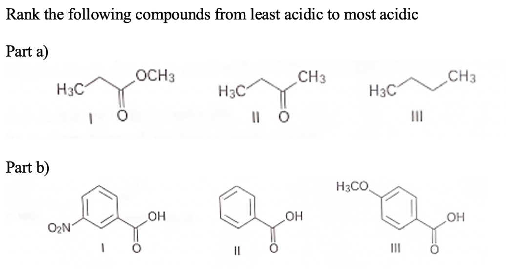 Solved Rank The Following Compounds From Least Acidic To | Chegg.com