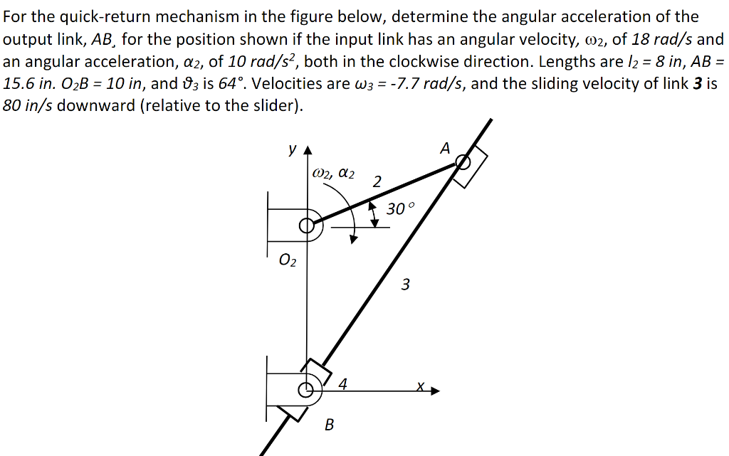 Solved For the quick-return mechanism in the figure below, | Chegg.com