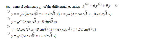 Solved The general solution, y G, of the differential | Chegg.com