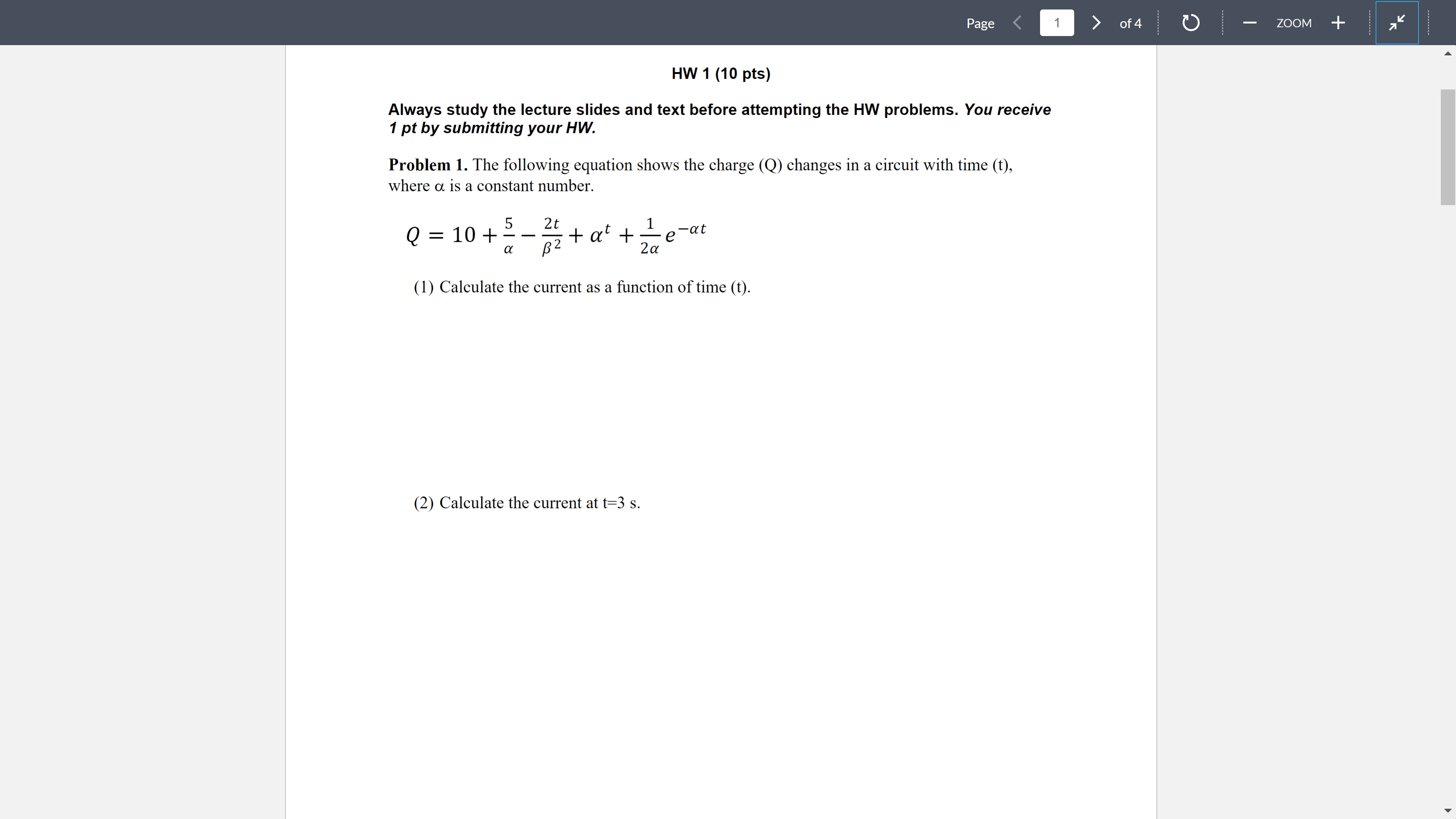 Solved Problem 1. The following equation shows the charge | Chegg.com