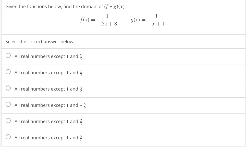 Solved Given The Functions Below Find The Domain Of Fog Chegg Com