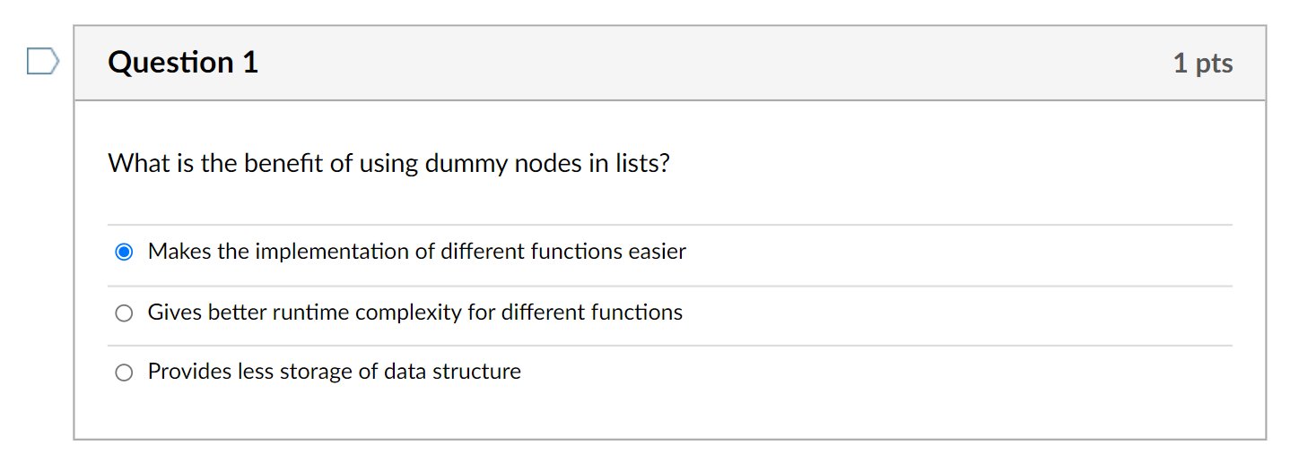 Solved Question 1 1 pts What is the benefit of using dummy | Chegg.com
