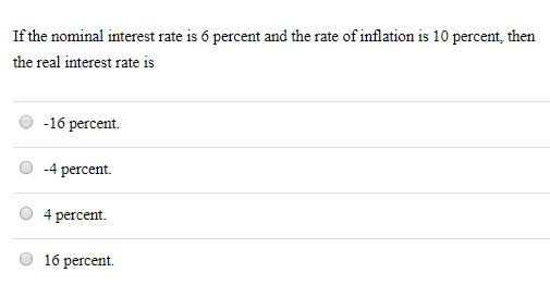 Solved If the nominal interest rate is 6 percent and the | Chegg.com