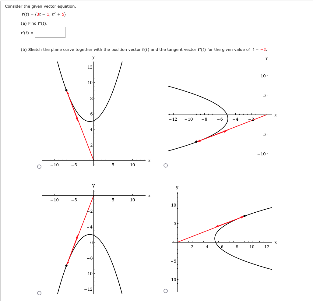 Solved Consider the given vector equation. r(t) = (3t - 1, | Chegg.com