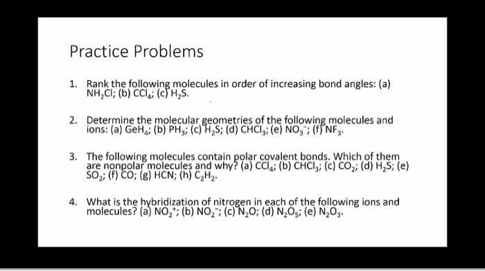Solved Practice Problems 1. Rank the following molecules in | Chegg.com