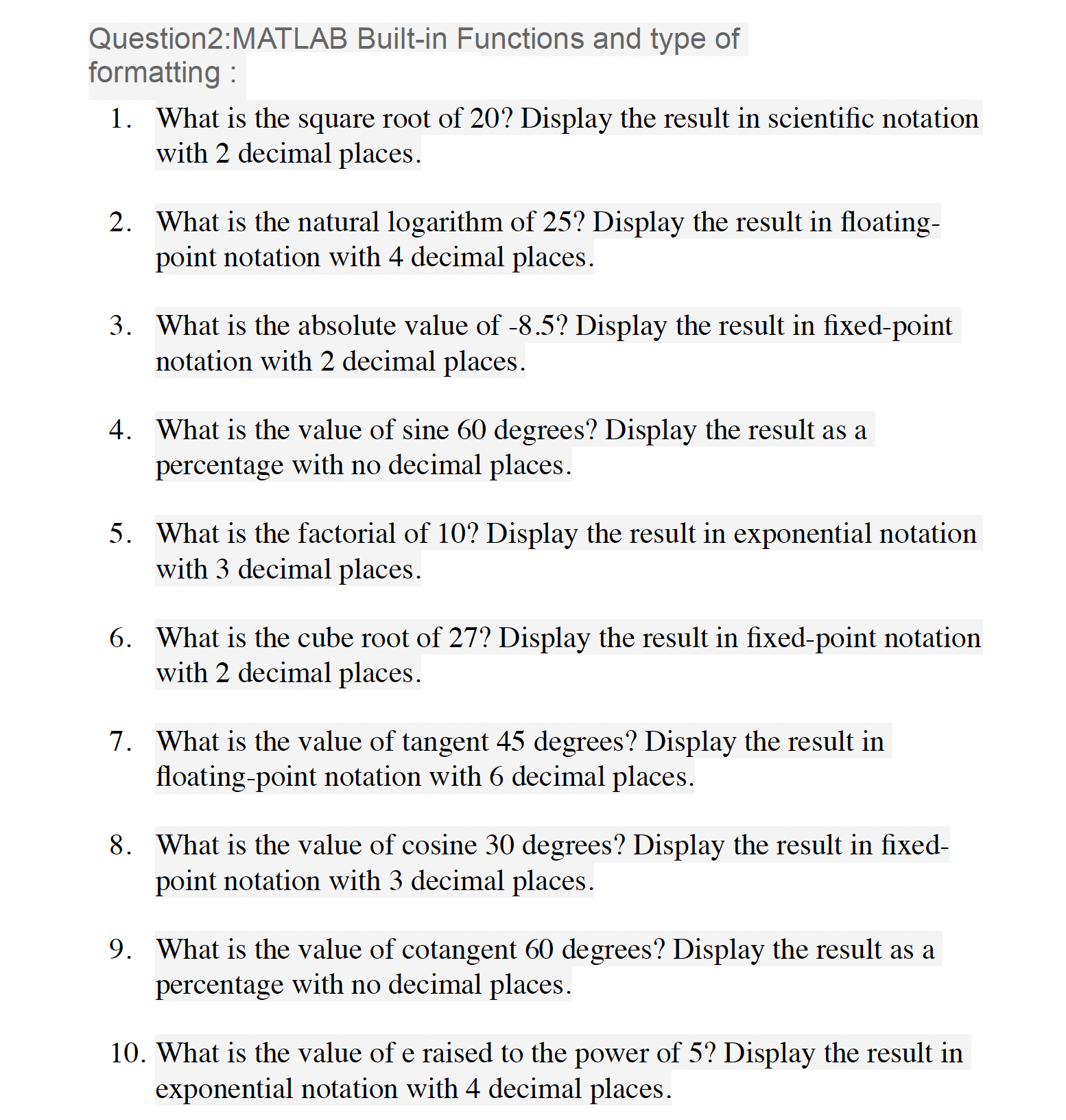 Solved 1 What Is The Square Root Of 20 Display The Result Chegg Com   Php6bQ1Zg