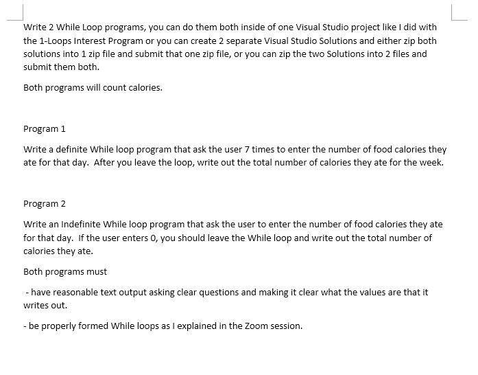 Solved Write 2 While Loop programs, you can do them both | Chegg.com