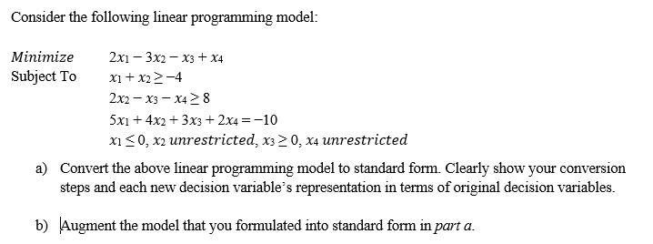 Consider the following linear programming model: a) | Chegg.com