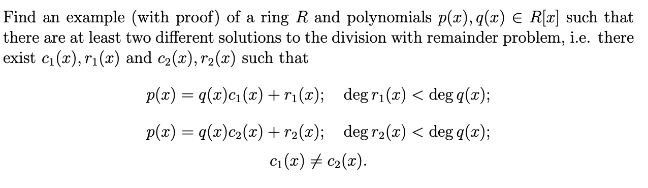 Solved Find an example (with proof) of a ring R and | Chegg.com