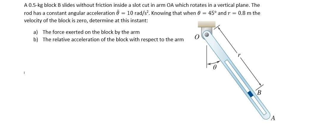 Solved A 0.5-kg Block B Slides Without Friction Inside A | Chegg.com