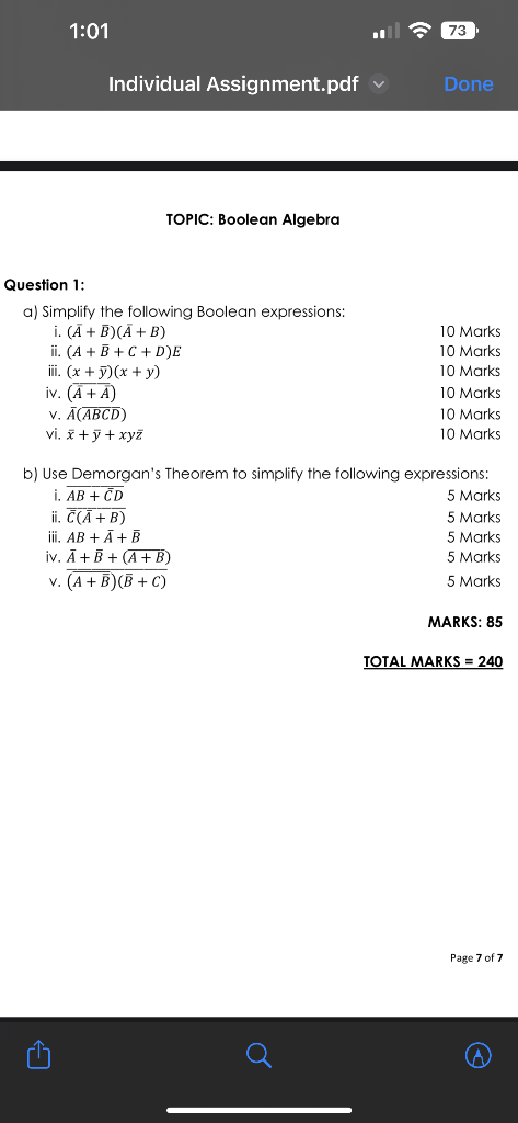 Solved Question 1: a) Simplify the following Boolean | Chegg.com