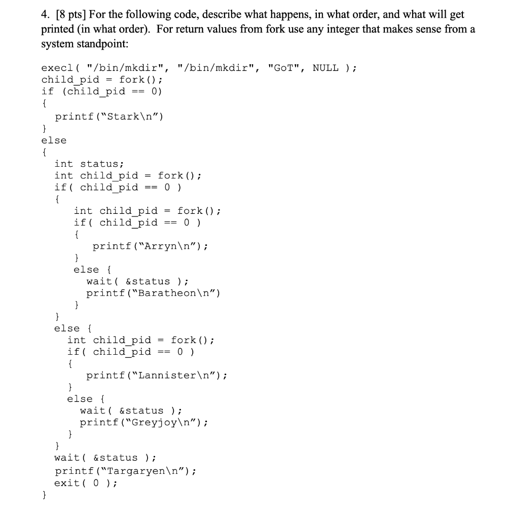 Solved 3. [8 pts] For the following code, what will be | Chegg.com