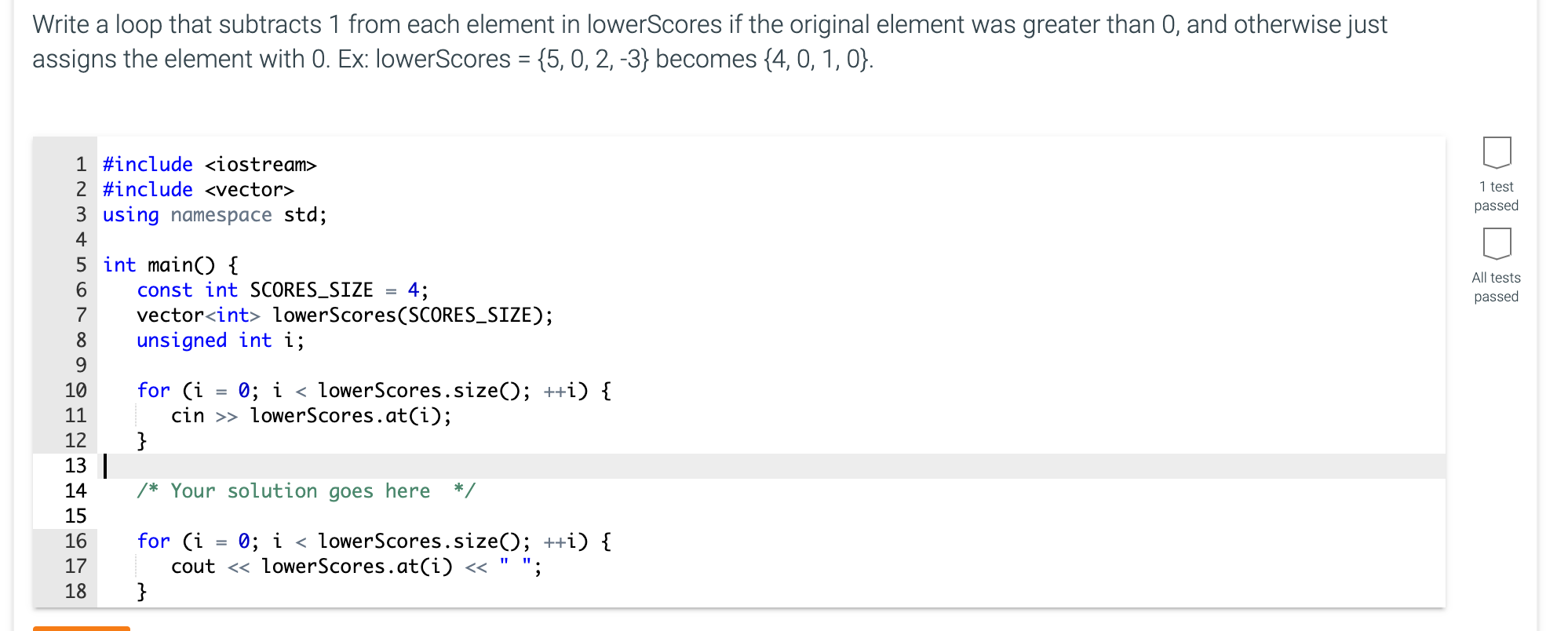 Solved Write A Loop That Subtracts 1 From Each Element In 