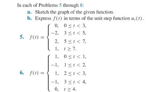Solved In each of Problems 5 through 8: a. Sketch the graph | Chegg.com