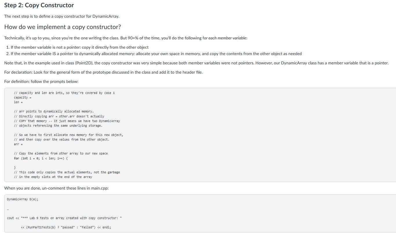 The code in main() is focused on testing the new | Chegg.com