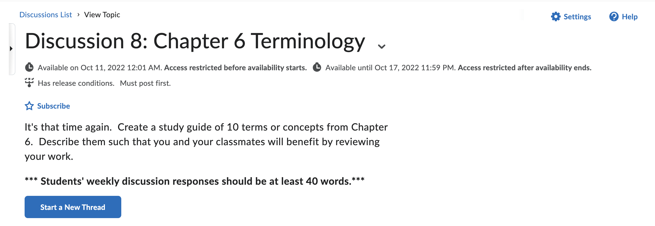 Discussion 8 Chapter 6 Terminology ¿̌ Has Release