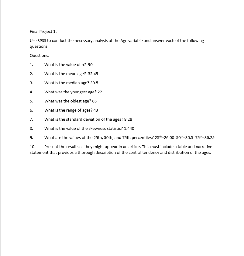 Solved Final Project 1: Use SPSS to conduct the necessary | Chegg.com