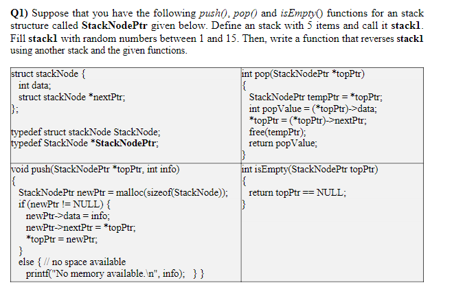Solved Q1) Suppose that you have the following push(.pop() | Chegg.com
