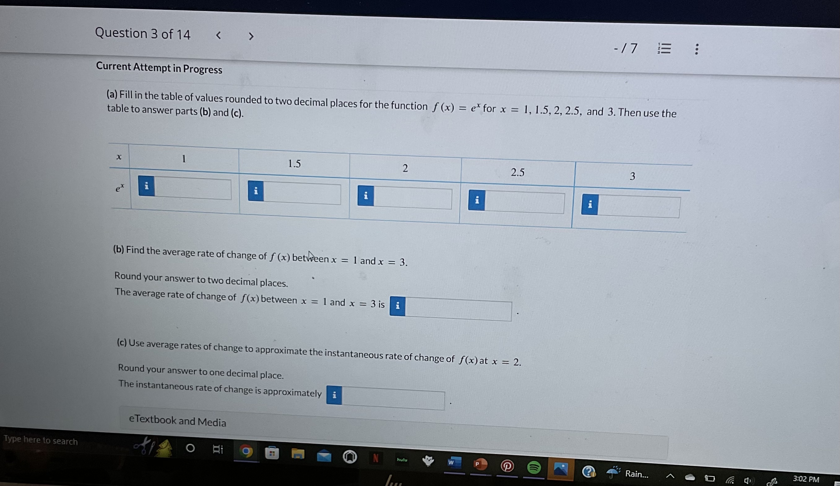 Solved (a) Fill in the table of values rounded to two | Chegg.com