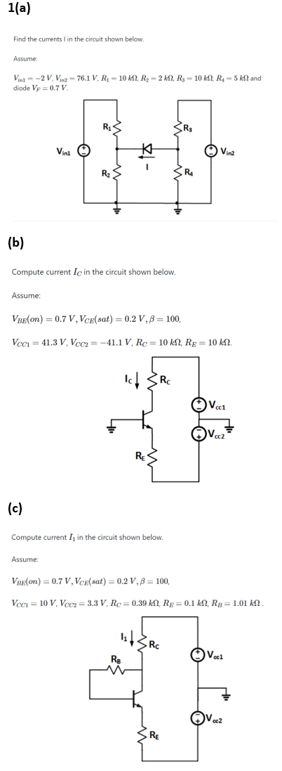 Solved Find The Currents ∣ In The Circuit Shown Below