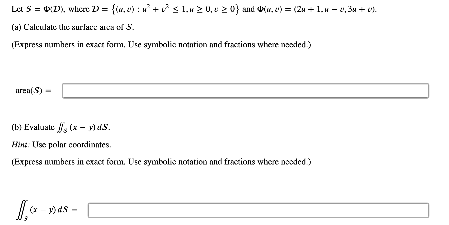 Solved Let S D Where D U V U V2 1 U Chegg Com