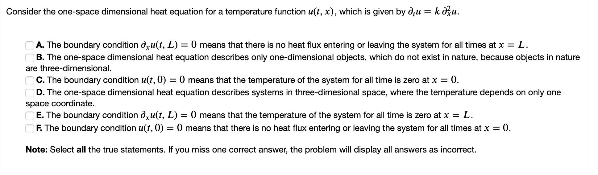 Solved Consider the one-space dimensional heat equation for | Chegg.com
