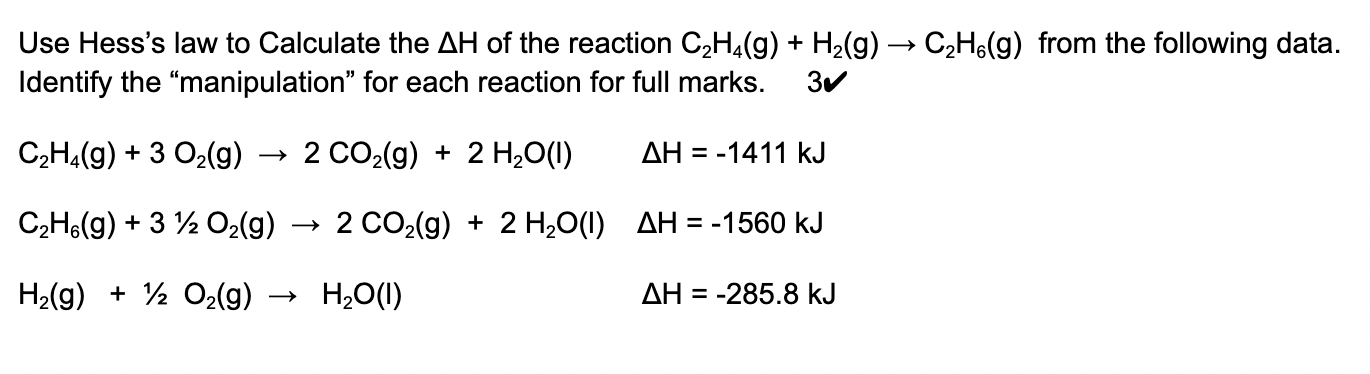 Solved Use Hess s law to Calculate the H of the reaction Chegg