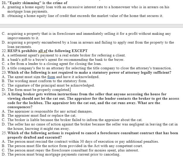 Solved 21 Equity Skimming Is The Crime Of A Granting A Chegg
