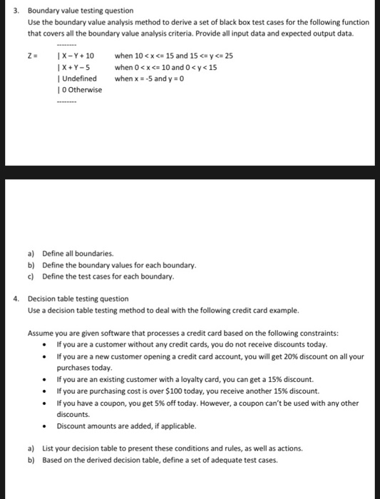 Solved 3. Boundary value testing question Use the boundary